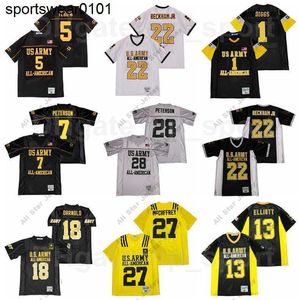 American College Football Wear US ARMY 1 Maillot Stefon Diggs All American Bowl Football 7 Patrick Peterson 13 Ezekiel Elliott 27 Christian McCaffrey Noir Jaune Whi