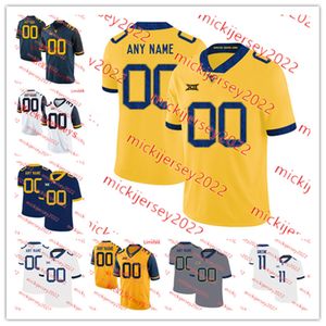 American College Football Wear West Virginia Mountaineers Jersey Custom Stitched Mens Cortez Braham JT Daniels CJ Do naldsonJu stinJo hnsonJr Lan denLiv ingston