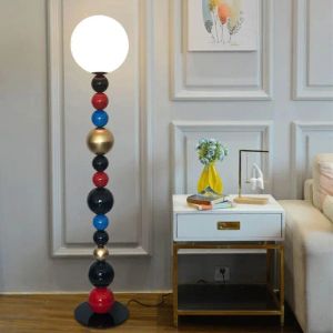 Lampadaires ronds colorés américains en boule de verre, design moderne, luminaires sur pied pour salon, chambre à coucher, Table de chevet