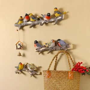 Américain créatif mur cintre artisanat 3D stéréo résine oiseaux crochet porche manteau clé crochet support tenture murale ornements décoration murale 240304