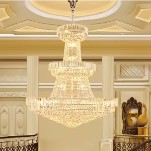 Amerikaans kristal kroonluchters Lichten armatuur LED Moderne kroonluchter European Home Hotel Hall Lobby Parlor Big Long Trap Way Hanging Lamp