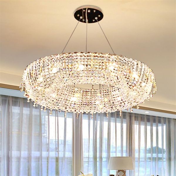 Lustres en cristal américains brillant de luxe LED lustre moderne luminaires el Shop Restaurant salon hall d'entrée suspendus274Z