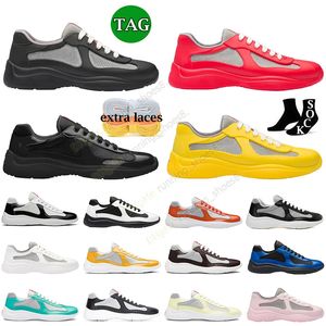 Cup Cup Casual Chaussures Low Top Sneaker Mesh Patent Leather Fashion Fashion Trainers Americas Sneakers Walking Rubber Sole Prads Tissu Outdoor Taille 38-46