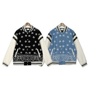 Chaqueta vaquera de diseñador americano con estampado de manga relámpago para hombre chaquetas de béisbol de mezclilla de pana de alta calidad