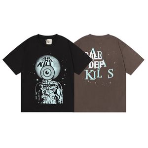 American Designer Galler T-shirt Casual Unisex T-stukken handgeschilderde inkt Splash graffiti letters losse korte mouwen ronde nek oogbol afdrukken kleding ardpts