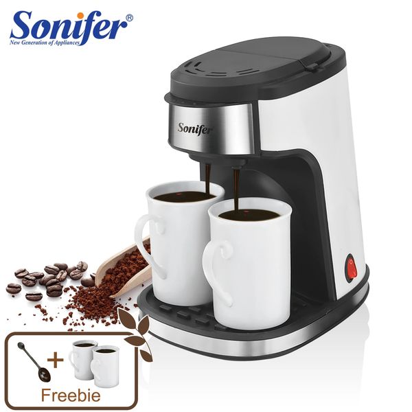 Machine à café goutte à goutte américaine, appareils de cuisine, Machine à gouttes automatique, thé en poudre, lait en céramique, Double tasse Sonifer 230308