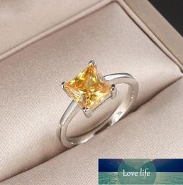 Bague rétro élégante américaine, pierres précieuses colorées, Simulation populaire, bague en diamant jaune, vente en gros