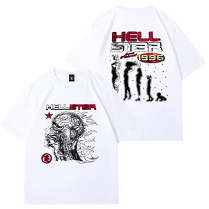 Marca de moda estadounidense Hellstar El cuerpo abstracto adopta un estampado divertido vintage Unisex Top de manga corta High Street Fashion Retro Hell Camiseta para mujer Diseñadores Camisetas