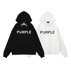 American Fashion Brand Purple Letter Imprimé sweat à capuche décontracté lâche, style unisexe