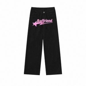 American Fi Brand Jeans imprimés Hommes Femme Hip-Hop Lâche Fi Hommes High Street Joker Jambe large Pantalon Lg droit 28nl #