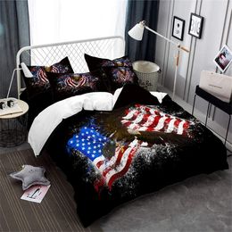 American Flag Bedding Set Eagle by Ho Me Lili Duvet Cover For 4 de julio Día de la Independencia Decoración de rayas retro