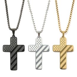 American Flag Cross Pendant Necklace heren roestvrijstalen ketting mode -accessoires