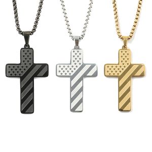 Collier pendentif croix drapeau américain collier en acier inoxydable pour hommes 8 styles