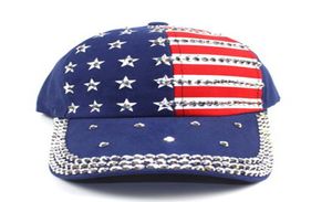 Casquette de baseball en cristal drapeau américain casquette de baseball femmes hommes été Snapback Hip Hop chapeau Bling strass bande étoiles casquette LJJJ919544455