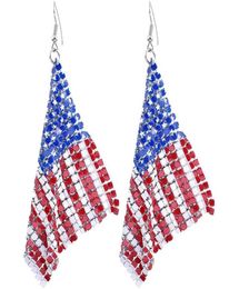 Ohrringe mit amerikanischer Flagge für Damen, Unabhängigkeitstag, 4. Juli, baumelnde Ohrhänger, Modeschmuck, Q07092370681