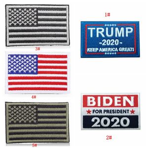 Étiquette autocollante brodée drapeau américain Trump Biden 2020 Président Élection Étiquette en tissu Autocollant Keep America Great Cloth Sticker DBC BH3828