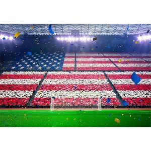 Drapeau américain Football photographie toile de fond stade vert champ rubans coupe du monde Football sport Match garçon enfants Photo fond