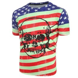 American Flag Graffiti 3D Gedrukte zomersheren en dames Casual Street Hiphop Retro Round Neck Short Sleeve T -shirt Tops 240323