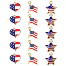 Amerikaanse vlag Keychain -legering Charms sierlijke hangers voor sieraden Makingn Heart Star