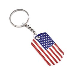 Drapeau américain porte-clés pendentif métal porte-clés bagages décoration porte-clés cadeau créatif