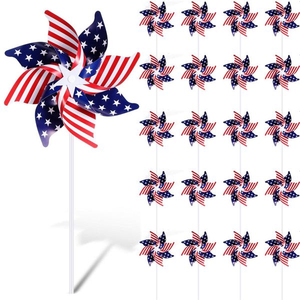 Drapeau américain patriotique moulinets jour de l'indépendance jardin moulin à vent vent Spinner pour enfants adultes juillet du 4e décor de cour