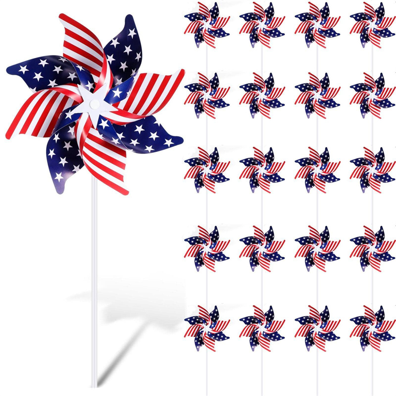 American Flag Patriotic Pinwheels Independence Day Garden Windmill Wind Spinner for Kids Adults July of 4th Yard Decor