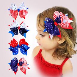 American Flag Print Barrettes Bow Hair Clip Swallowtail Haarspelden Haar boog met clip 4 juli Independence Day Kids Hair Accessoires
