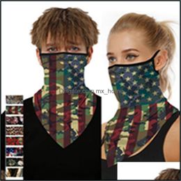 Amerikaanse vlag gedrukte zonneschadebeschermende masker mannen en vrouwen hangende oorblokken driehoek sjaal eea1444 drop levering 2021 designer maskers huis