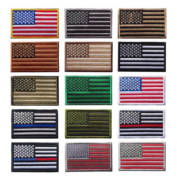 Drapeau américain USA haute qualité noir tactique broderie armée Badge crochet boucle brassard 3D bâton sur veste sac à dos Stickers235G