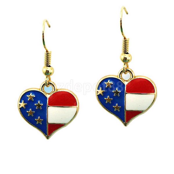 Boucles d'oreilles drapeau américain, amour, cœur, crochet, bijoux patriotiques, Q0709
