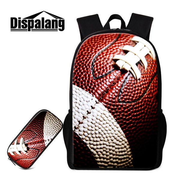 Sac à dos de football américain pour enfants 2 pièces ensemble grand sac à crayons Soprts sacs d'école de rugby Element Bookbag sac à dos pour adolescents Kid291P