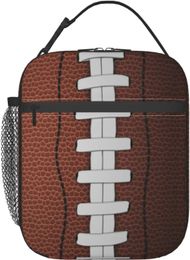 Sac à lunch en forme de ballon de football américain Boîte à lunch isolée pour garçons filles Durable Portable Adultes Cooler Bento Tote avec poche latérale 240320