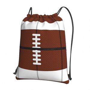 Sac à dos à cordon de football américain avec poche zippée Gym Sports Sackpack Sac à cordes de rugby imprimé réversible pour l'exercice G8Px #