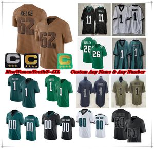 Amerikaans voetbalshirt Saquon Barkley Kenny Pickett Jalen doet pijn Jason Kelce AJ Brown Devonta Smith Randall Cunningham Reed Blankenship Bryce Huff Gainwell 4XL