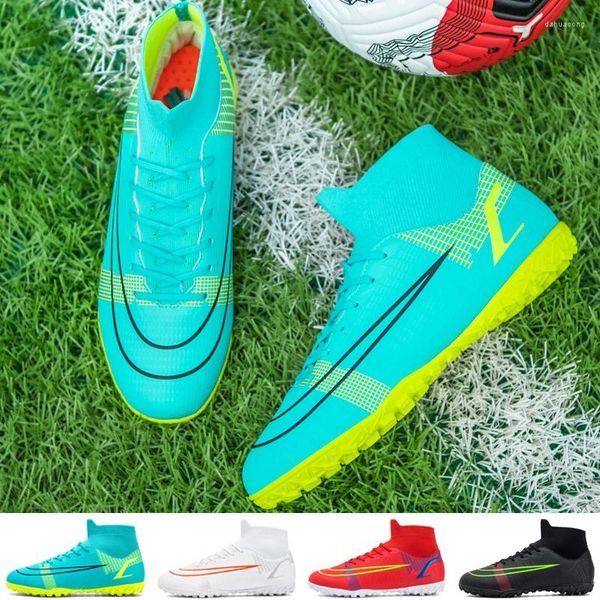 Zapatos de fútbol americanos botas para hombre 2024 césped alto tobillo de tobillo de fútbol de luz interior para niños entrenando jóvenes tacos