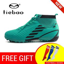 Amerikaanse voetbalschoenen Tiebao aankomst enkel laarzen buiten chuteira tf turf voetbal ademende sokken tieners sneakers heren futbol