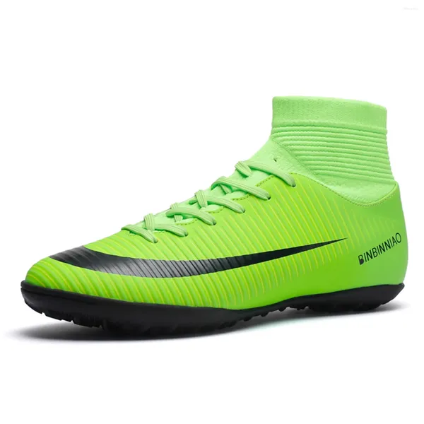 Chaussures de football américain Turf Soccer Mens Womens Indoor Cleats Youth Tutsal Unisexe High Ankle TF Boots Training Training Sneaker