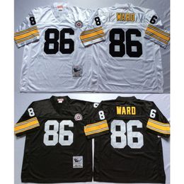 American Football Wear Hines Ward 86 Jerseys Throwback Men White Black Shirt Mitchell Ness volwassen maat Versnelde Jersey Mix Order