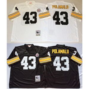 Football américain porter Troy Polamalu 43 maillots retour hommes blanc noir chemise mitchell ness taille adulte jersey cousu ordre de mélange