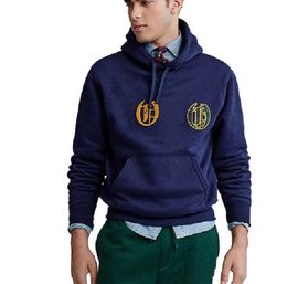 American Foreign Trade Men's Vintage Classic PoloS Match Colored Horse Pattern Hooded Casual Pull en peluche