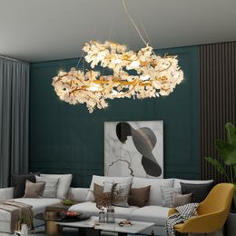 Amerikaanse volledige koperen hanglampen Moderne romantische kroonluchter Pendant verlichting armatuur Nordic Luxury Hanging Lamp Woonkamer Slaapkamer Luminairas Lustres Lampara