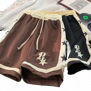 Amerikaanse High Street Hiphop Casual Shorts Heren 2023 Zomer Splicing Star Gedrukt Losse Rechte Basketbal Sport Korte Broek j6NM #