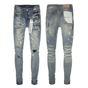 American High Street Jeans Purple Brand Trendy Losse Fit Oversized Yellow Mud Washed Holes