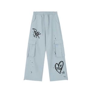 Amerikaanse high street trendy hiphop werkkleding casual rechte been broek voor kinderen 2024 nieuwe leggings