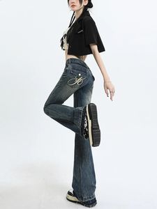 American High Street Vintage Denim Flare Pants Dames Pantalones de Mujer 2024 Fashion Street Y2K Jeans Vrouwelijke Horseshoe Pants 240402
