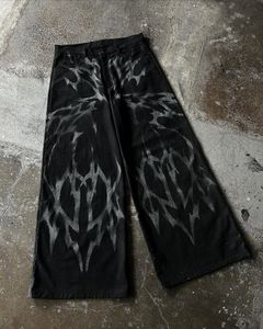 Jean rayé délavé taille haute américain hommes Y2k pantalon polyvalent ample gothique Harajuku rétro pantalon droit à jambes larges femmes 240227