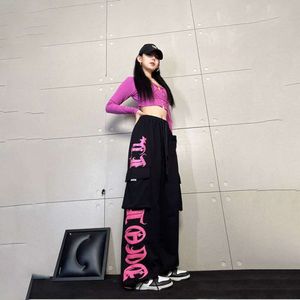 Pantalon ample à jambes larges pour femmes, style Hip Hop américain rétro, imprimé poudre de Rose noire, mode Joker Y2K, décontracté