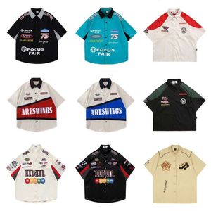 Hiphop American explosif Street Racing Shirt's Men's Short Sumved Summer Loose Ins Trendy Motorcycle mince