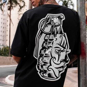 Américain Hiphop Rock Street T-shirt à manches courtes été rétro Tatoo Chicano Graffiti pur coton haut décontracté vêtements pour hommes 240313