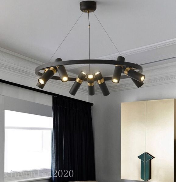 Candelabro de sala de estar de estilo Industrial americano, foco Simple, decoración creativa moderna, lámparas de reunión de oficina nórdica